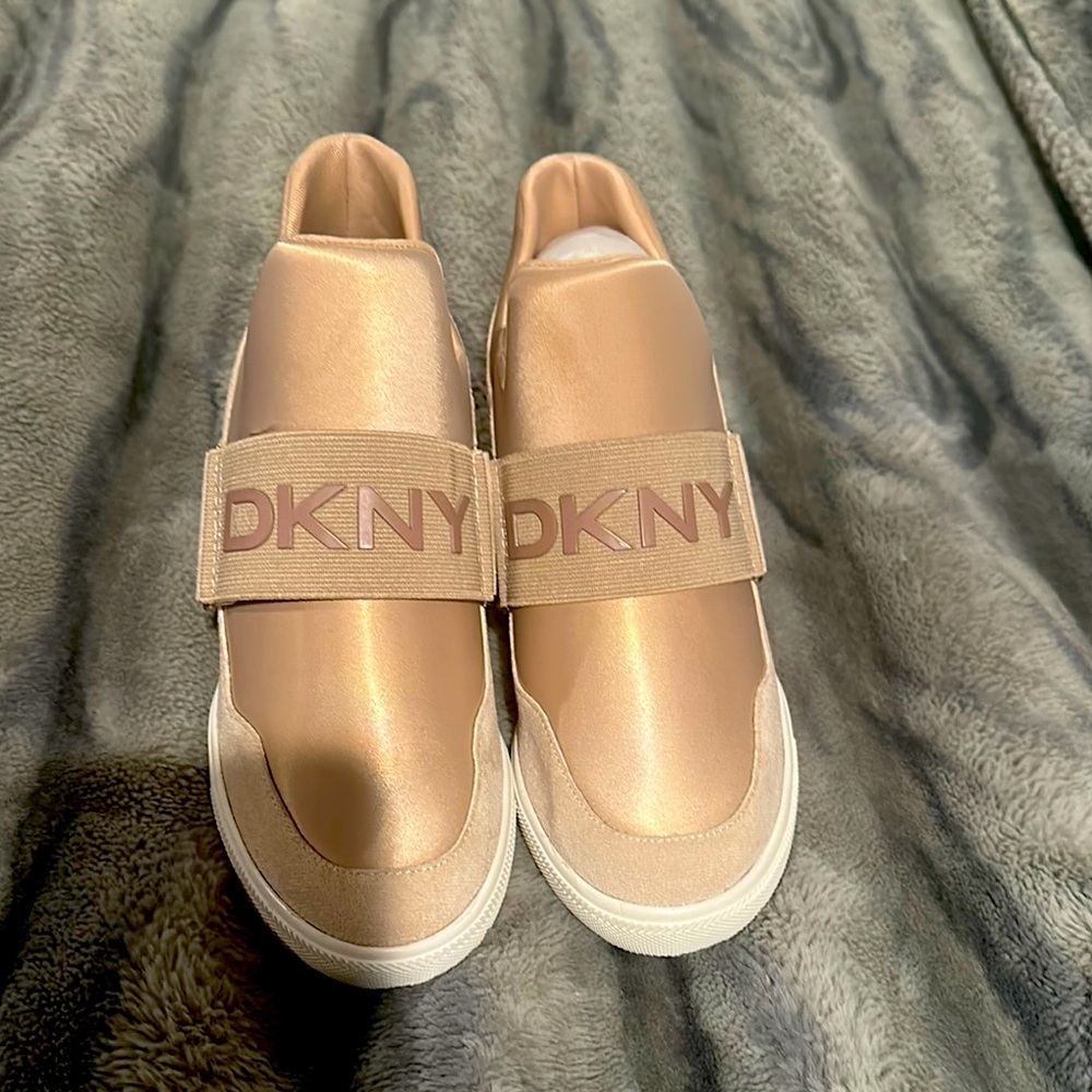 DKNY Dusty Pink Slip-On Wedge Sneakers